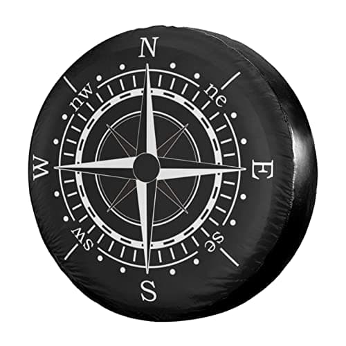 Foruidea Compass Sun Dial Black Spare Tire Cover Dust-Proof Wheel Tire Cover Fit Trailer, RV, SUV and Many Vehicle 17 Inch