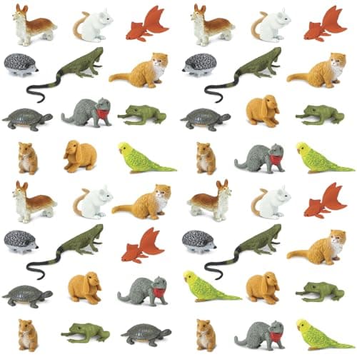 Safari Ltd Pets Bulk Bag Set of Miniature Toy Pet Figurines 48 Piece Collection for Boys Girls Kids Age 3