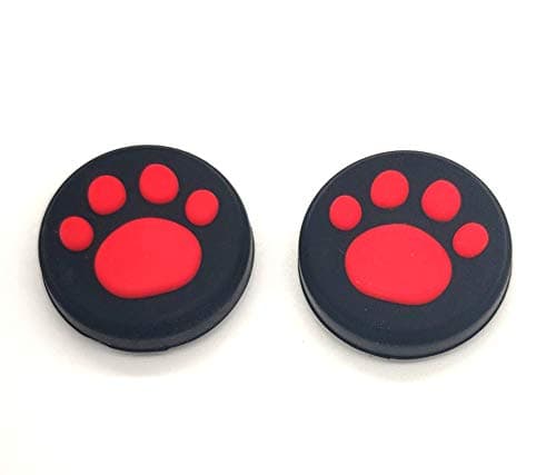 2 x Silicone Analog Controller Thumb Stick Joystick Grips Cap for Switch NS/Switch Lite Controller ThumbStick Cute Cat Paw Claw (Red)