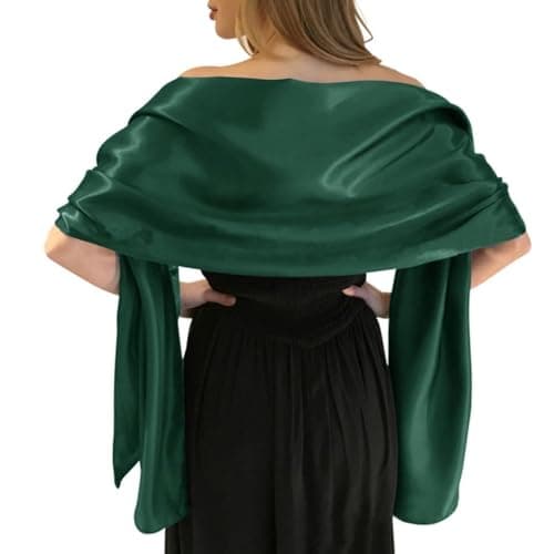 MLMW Emerald Green Shawl Wraps for Women Evening Dresses Satin Formal Shawl Wraps Dressy Extra Long for Wedding Party Bridesmaid Bridal Shower Baby Shower Birthday