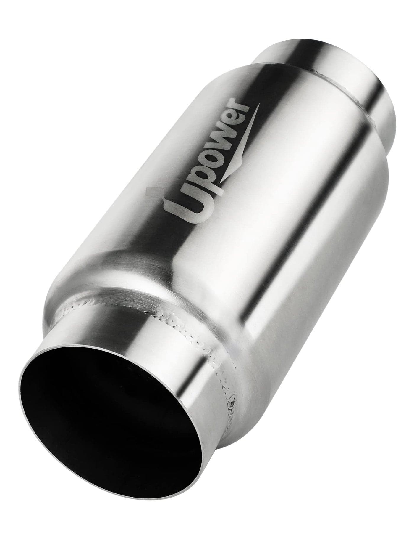 UPOWER 3" Inlet&Outlet Exhaust Resonator,9" Overall Length Center Straight Through Stainless Steel Muffler,Polished