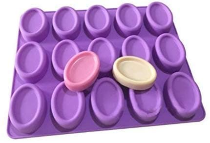 noble foods 15 Cavity Oval Shape Silicone soap Mould Soap Weight Approx 5055 Grams Random Color