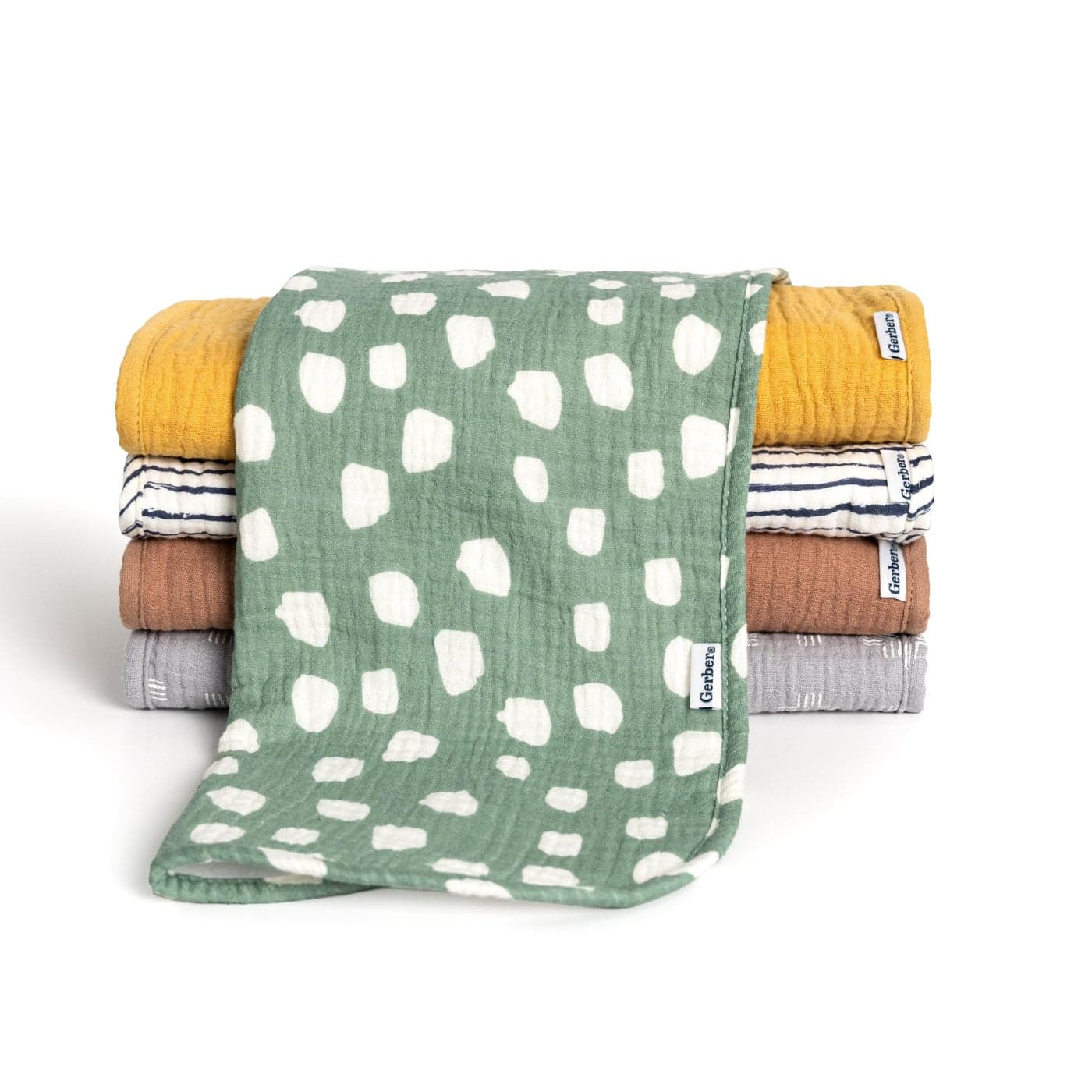 Gerber Baby Unisex Muslin Burp Cloths 5Pack Multi Teal Dots Large Size 20 x 10