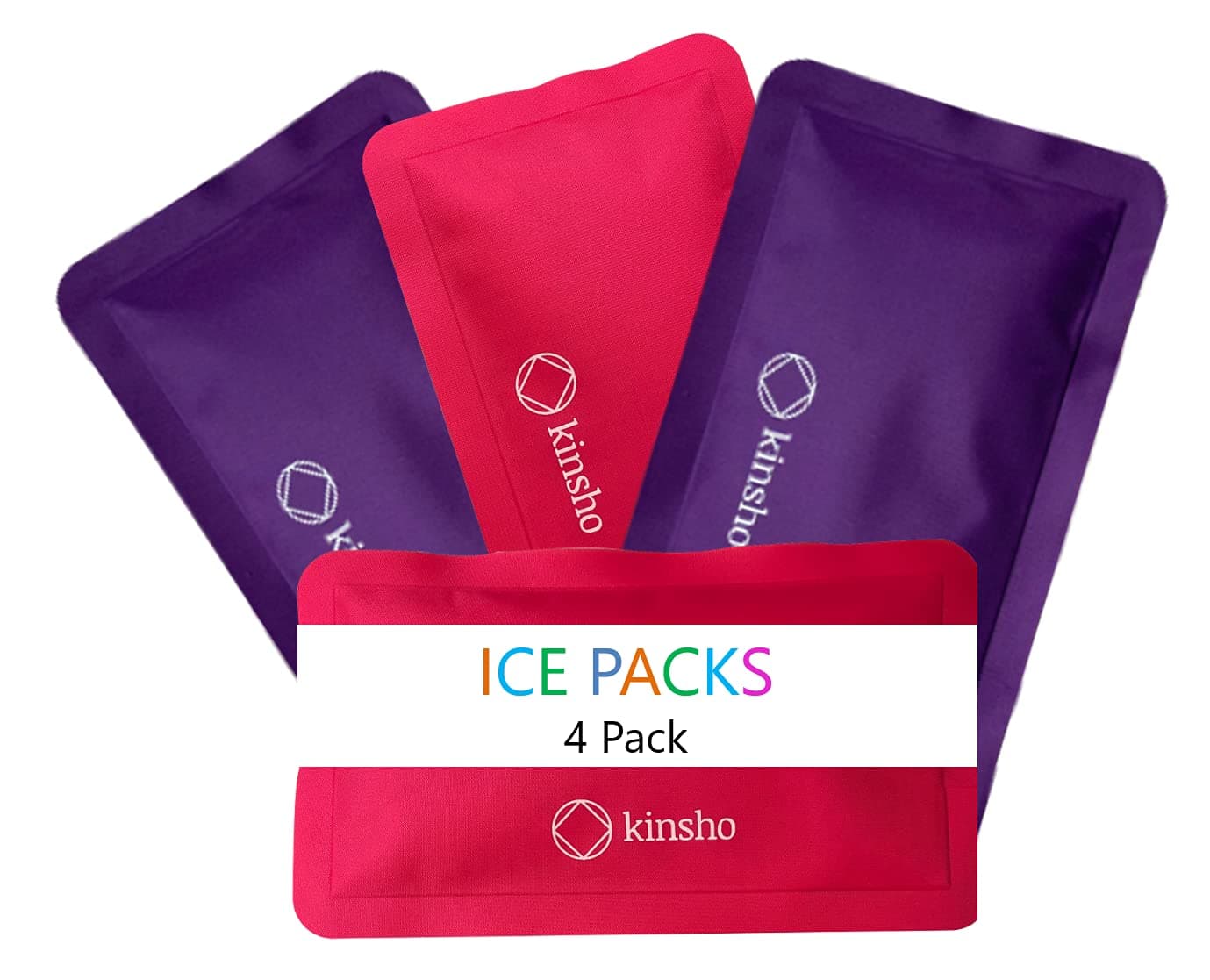 Soft Ice Packs for Lunch Box Bags Bento Boxes 4 Pack Slim Reusable and Refreezable Pouches for Kids Girls Adults Travel School Work or Camping Long Lasting Cold Flexible Pink Purple