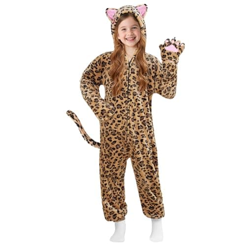 racazl Halloween Costume for Girls Cheetah Cat Costume for Kids Leopard Costumes Animal Onesie Pajamas for Girl Ages 412 Year Old S67Y