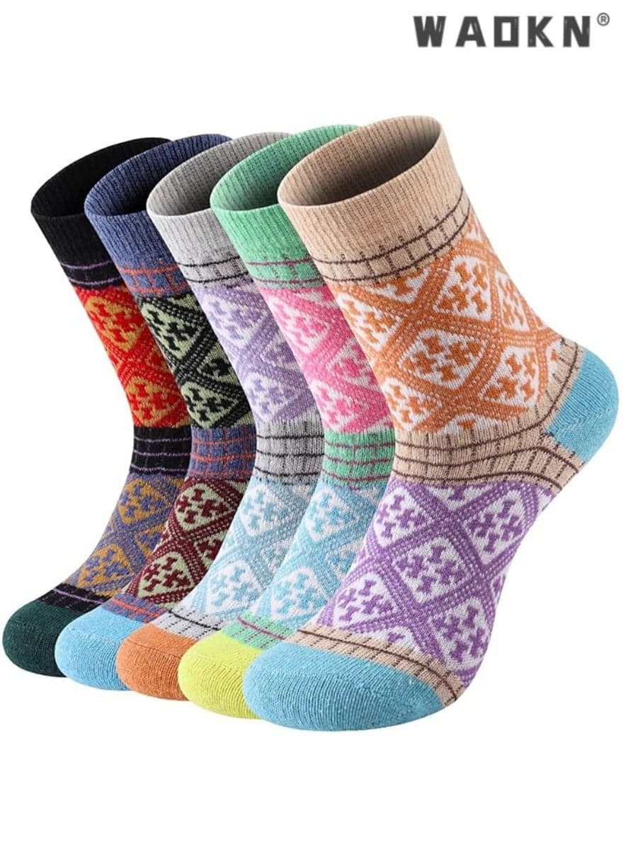 Wool Socks- Thick Soft Wool Socks for Women, Vintage Warm Womens Wool Socks, Winter Warm Boot Socks for Women Men 5 Pairs