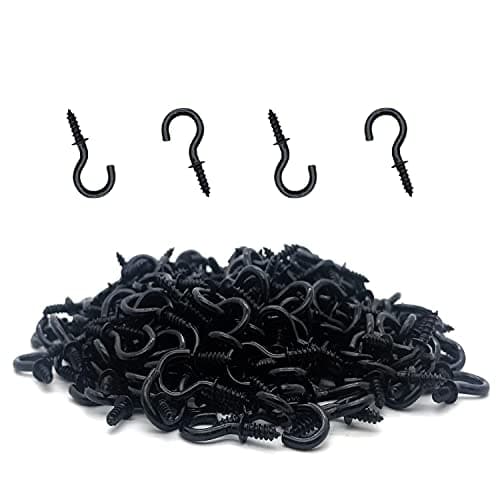 MYYZMY 120 Pcs 1/2 Inch Screw-in Hooks Nickel Plated Metal Cup Hooks, Ceiling Hooks Black