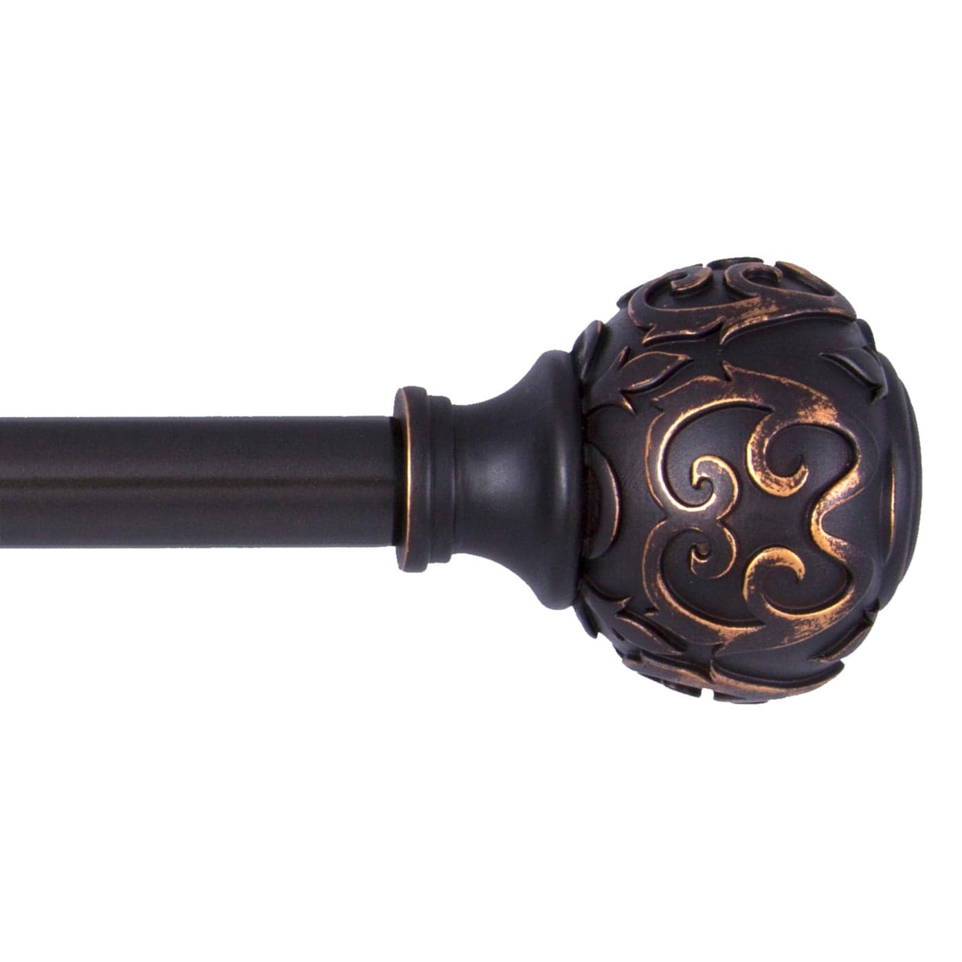Kenney KNM75512 Fast Fit Easy Install Carey Textured Scroll Ball End Decorative Window Curtain Rod 3666 Adjustable Length Oil Rubbed Bronze Finish 58 Diameter Steel Tube