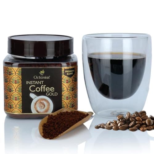 Octavius Gold Instant Coffee 200g | 100% Pure Coffee | Rich Aroma & Strong Taste | Premium Instant Coffee Powder | Hot & Cold Coffee | Espresso, Latte & Cappuccino | Unbreakable Jar