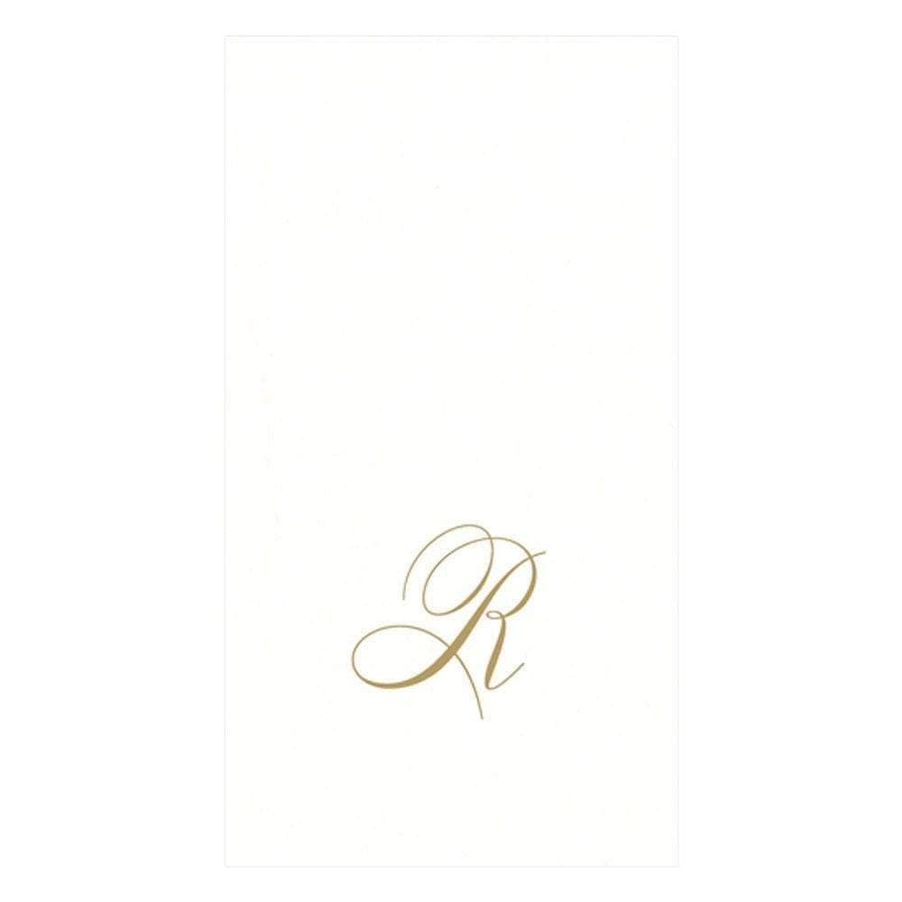 Caspari White Pearl Paper Linen Guest Towels Monogram Initial Abstract Pack of 24