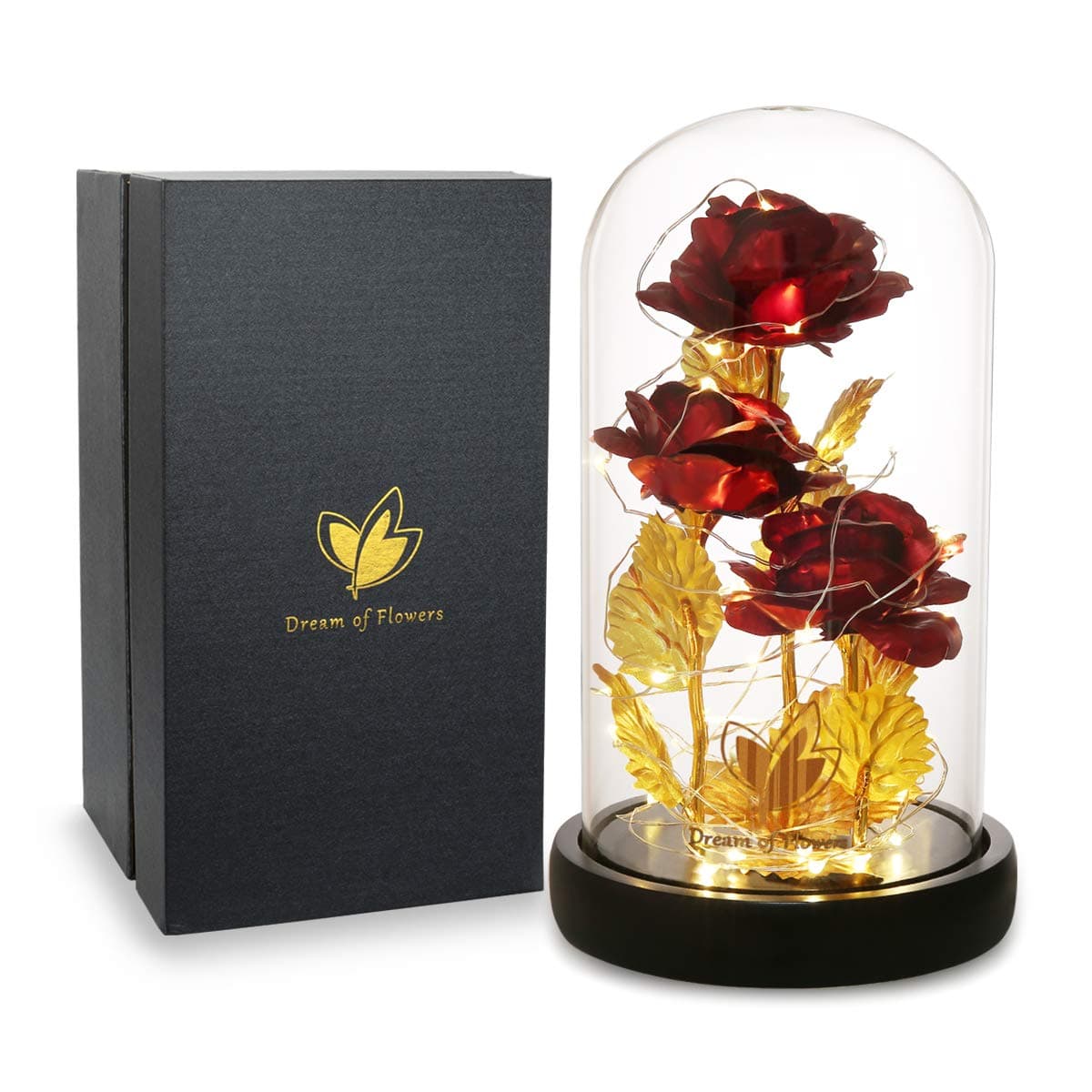 Mothers Day Eternal Rose in Glass Dome Beauty and The Beast Inspired Keepsake Lasting Floral Gift for MomWifeGrandma Luxury Preserved Roses with LED Light for BirthdayAnniversary