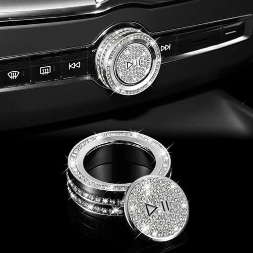 TOMALL Bling Car Volume Tune Knob Cover Compatible with Volvo XC90S90V90 20152025XC60 20182025S60V60 20202025XC40 20202025 Center Console Sound Button Cover Ring Cap Diamond Car Accessories