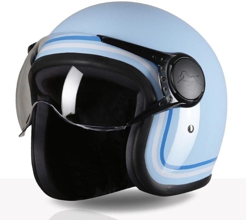 TVS MissFit Women's Open Face Helmet | Lightweight Shell | Pastel Colors Designed Exclusively for Women | Extreme Comfort Fit for Girls | Clear Visor | DOT & ISI Certified (Sky/M)