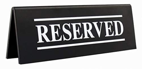 New Star Foodservice Stainless Steel Table Tent Sign Black Reserved 6Inch by 15Inch Set of 2