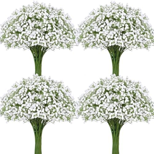 Waipfaru 30 Pcs Babys Breath Artificial Flowers, Baby Breath Flowers Artificial Bulk, Real Touch White Fake Flowers, Faux Babies Breath Gypsophila for Wedding Home Decor Floral Arrangement