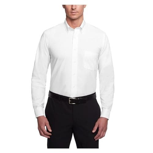 Van Heusen Men's Dress Shirt Regular Fit Oxford Solid, White, X-Large
