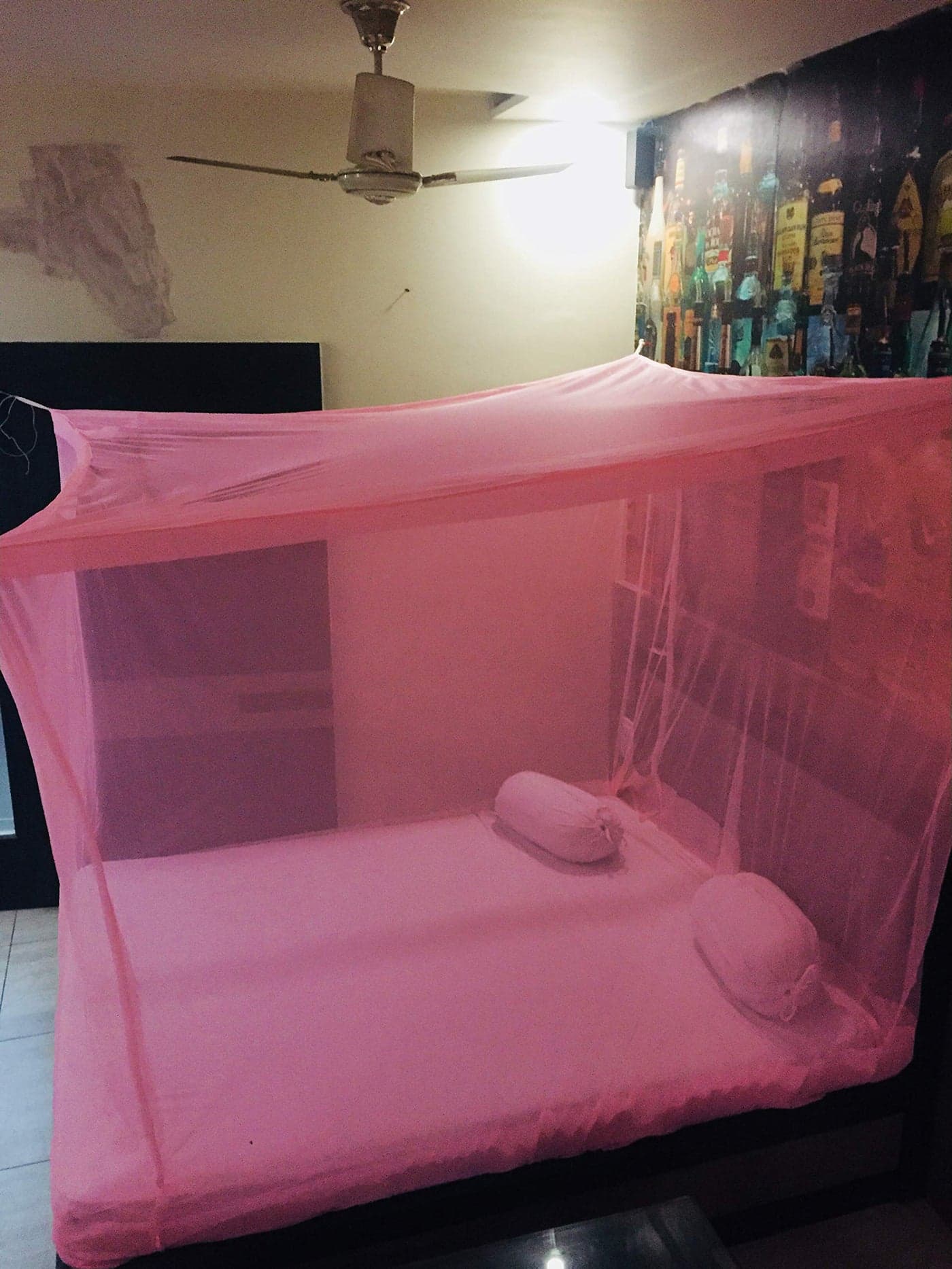 Divayanshi Polycotton Insect & Fly Protection Durable Foldable Machardani Mosquito Net for Bed (Pink, 3 x 6.5 ft)