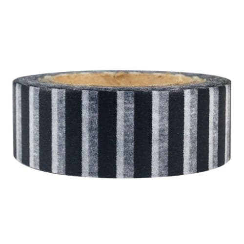 Wrapables Striped Japanese Washi Masking Tape - Black & White Short Stripe