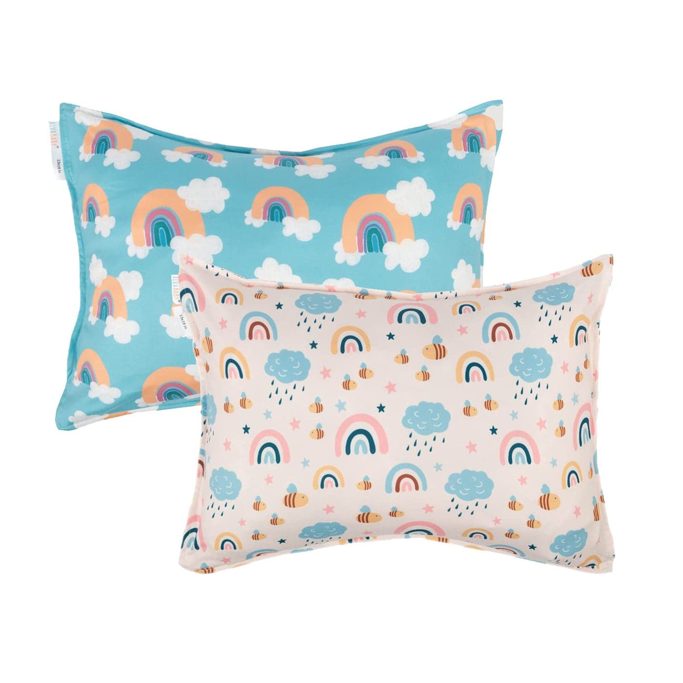 ALVABABY Toddler Pillowcases Stretchy Soft Kids Pillow Cover 2 Pack Fit 13x 18 or 12x16 Envelope for Girl Boy Sleepy Travel RainbowPillowcase Only