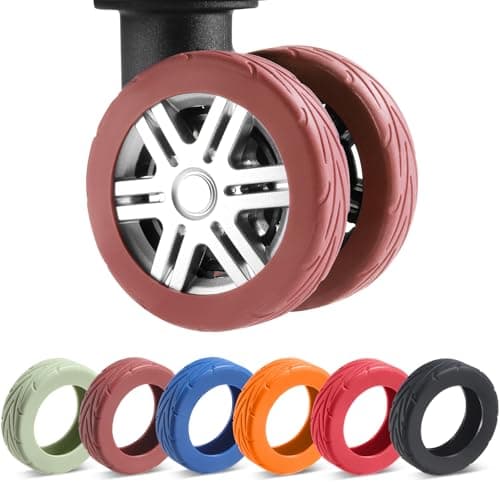 8 Pcs Upgrade Luggage Wheel Covers, Carry On Luggage Suitcases,Wear-Resistant, Anti-Noise, Silicone Wheel Protective Covers for 2-2.4" Spinner Wheel,Essential Travel Accessories (Brown)
