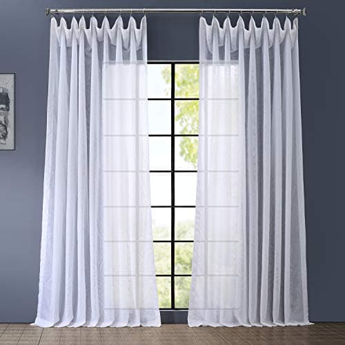HPD Half Price Drapes SHCH-VOL1-120-DLDW Double Layered & Extra Wide Sheer Curtain (1 Panel), 100 X 120, White