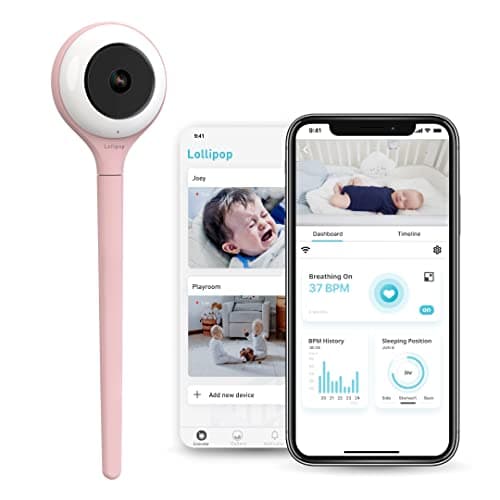 Lollipop Baby Monitor Cotton Candy FullFeatured Smart WiFi Camera of True Crying Detection with Extra inApp Plan of Breathing MonitoringSleep TrackingAccessories Free7 Days Trial Period