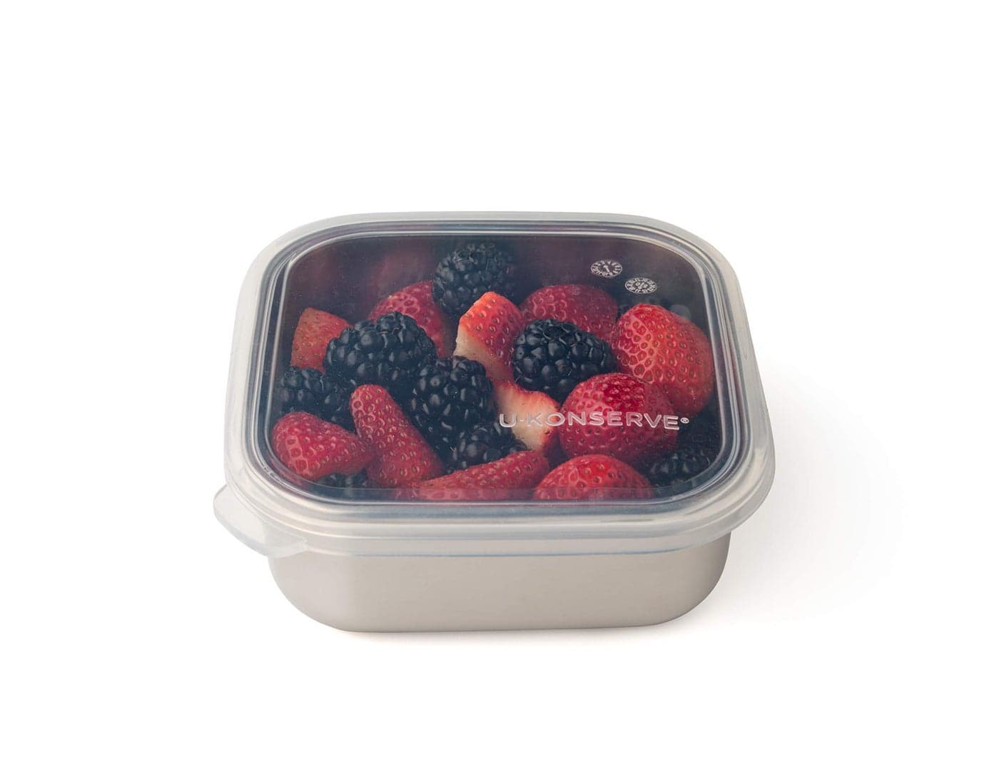 U Konserve Stainless Steel Food Storage Bento Box Container Leak Proof Silicone Lid Dishwasher Safe Plastic Free 15oz Clear