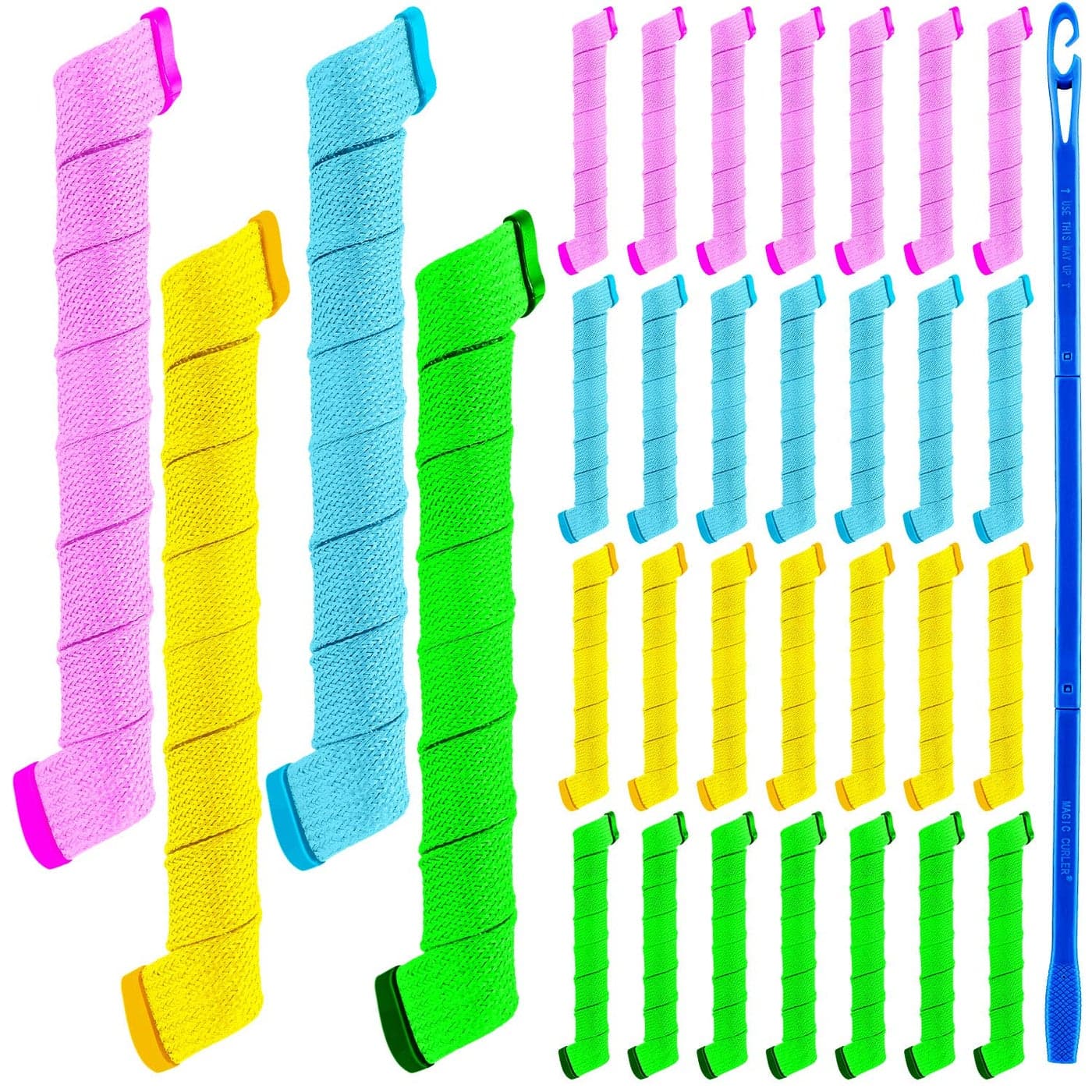Wave Curlers Kit for Hair Supplies 42 Spiral Curling Rods No Heat Hair Styling with 40 Rollers and 2 Hooks 118 Inch