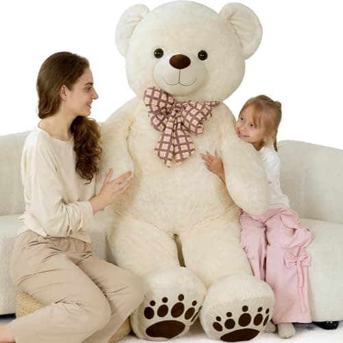 MorisMos 5 FT Big Teddy Bear 5 Feet Huge Teddy Bears Stuffed Animals for Girlfriend Wife Cuddly Gift Life Size Bear on Valentines Birthday 59 Inch White