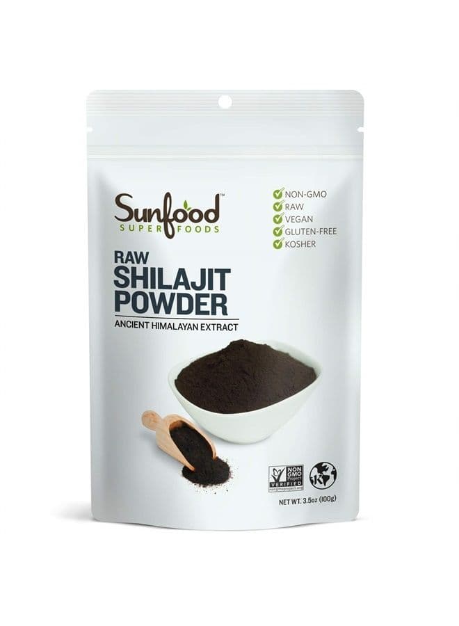 Shilajit Supplement Powder, Potent Adaptogenic Herb Pure Shilajit Powder with Fulvic Acid, Trace Minerals & Iron, Harvested from High Altitude Himalayan Mountains, Vegan, 3.5 oz Bag