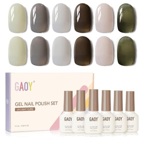 GAOY Milky Black Gel Nail Polish of 6 Creamy Nude Gray Green Colors Sweet Salt Style for Salon Manicure and Blooming Nail Art DIY at Home