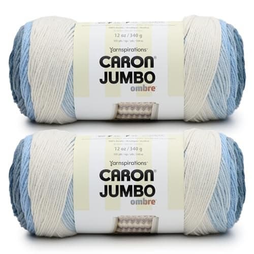 Caron CAR Jumbo Ombre Faded Jeans Yarn 2 Pack of 340g12 oz 100 Acrylic 4 Worsted Medium 595 Yards KnittingCrochet