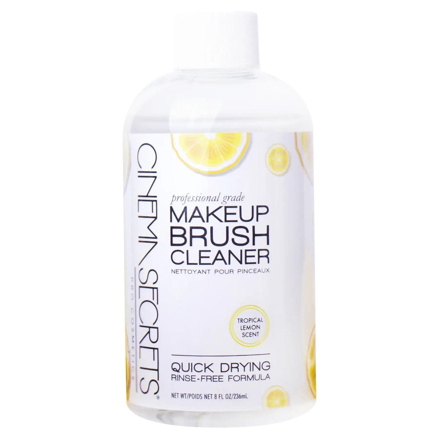 Cinema Secrets Original Makeup Brush Cleaner Solution Professional Cleanser for Makeup Brushes QuickDrying RinseFree Formula Removes Stubborn Waterproof Make Up Lemon 8 fl oz
