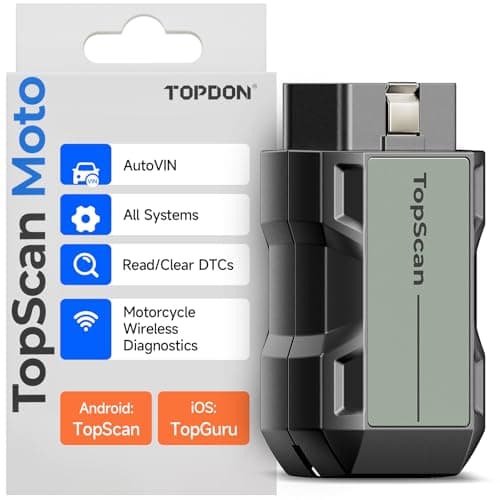 Motorcycle Scan Tool TOPDON TopScan Moto, All System Bidirectional Motorcycle Scanner for Harley, Duca ti, BMW & Japan Brands, Reset Services Motorcycle Diagnostic Scanner, AutoVIN Diagnostic Tool