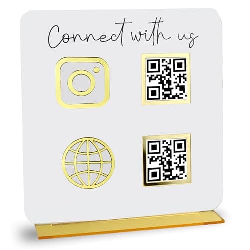 Skywin Acrylic QR Code Sign for Business Elegant Custom Cash App QR Code Sign Display Holder for Home and Office Desk Decor White