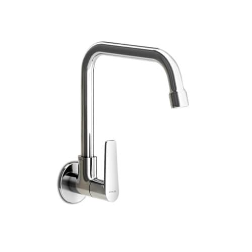 Kohler Fore Arc Kitchen Faucet | Wall Mounted Kitchen Sink Tap | Cold-Only Single Lever Faucet with 360° Swivel Spout | Water Saving Aerated Flow, Polished Chrome Finish, 10 yrs Warranty