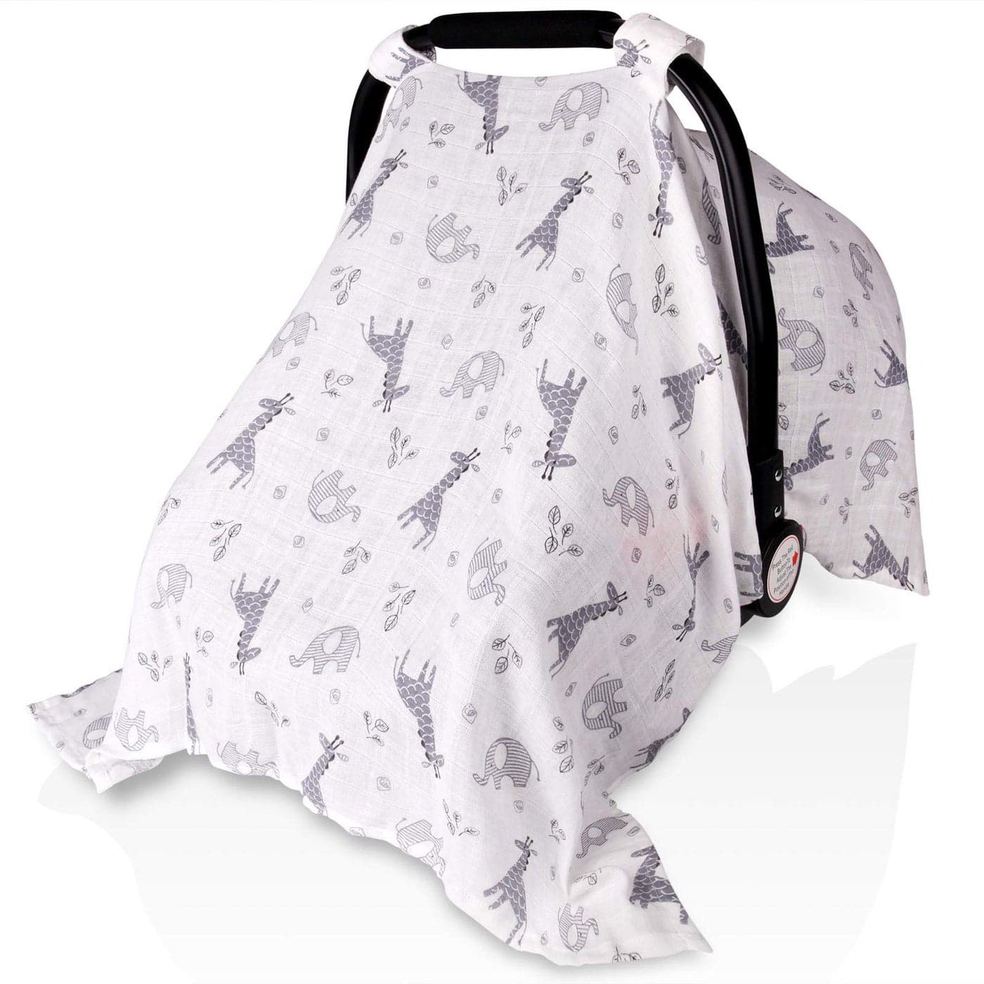 Baby Car Seat Covers for Boys Girls Metplus Muslin Infant Carseat Canopy Lightweight Breathable Newborn Carrier Canopies Stroller Cover Universal Fit Large Size 472 x 354 inch Elephant Giraffe