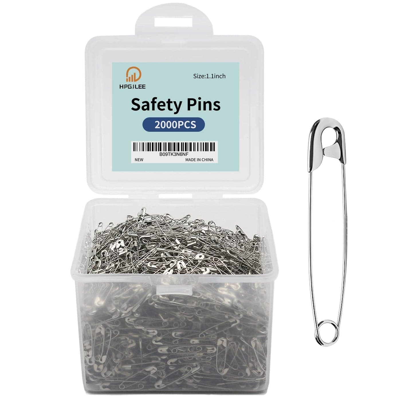 2000Pcs Assorted Safety Pins 11 Inch RustResistant Steel Wire Silver Sewing Pins for Clothes Small 1 Inch Bulk for Crafts Use