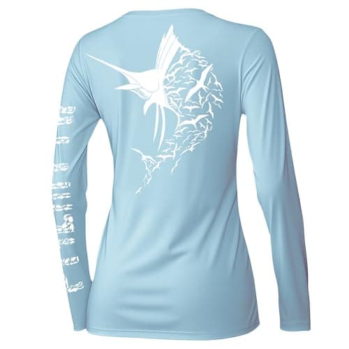 Palmyth Womens UPF 50 Fishing Shirts Sun Protection Long Sleeve TShirt BlueSailfish M