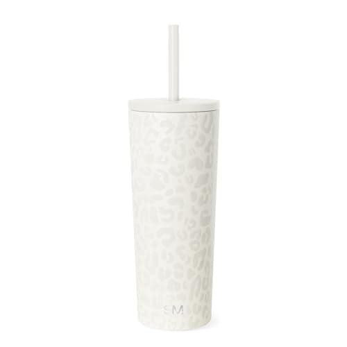 Simple Modern Classic Tumbler with Straw Lid Insulated Iced Coffee Cup Reusable Stainless Steel Water Bottle Travel Mug Gifts for Women Men Her Him 24oz Cream Leopard