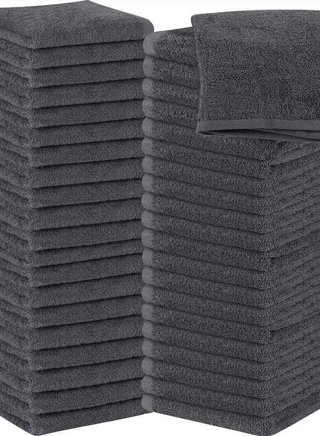 Cotton Washcloths Set - 100% Ring Spun Cotton, Premium Quality Flannel Face Cloths, Highly Absorbent and Soft Feel Fingertip Towels (60 Pack, Grey)