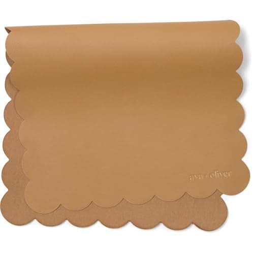 Ava Oliver Vegan Leather Baby Changing Mat 16 X 30 in Multipurpose Wipeable and Portable Diaper Mat Foldable for Travel Tan Scallop