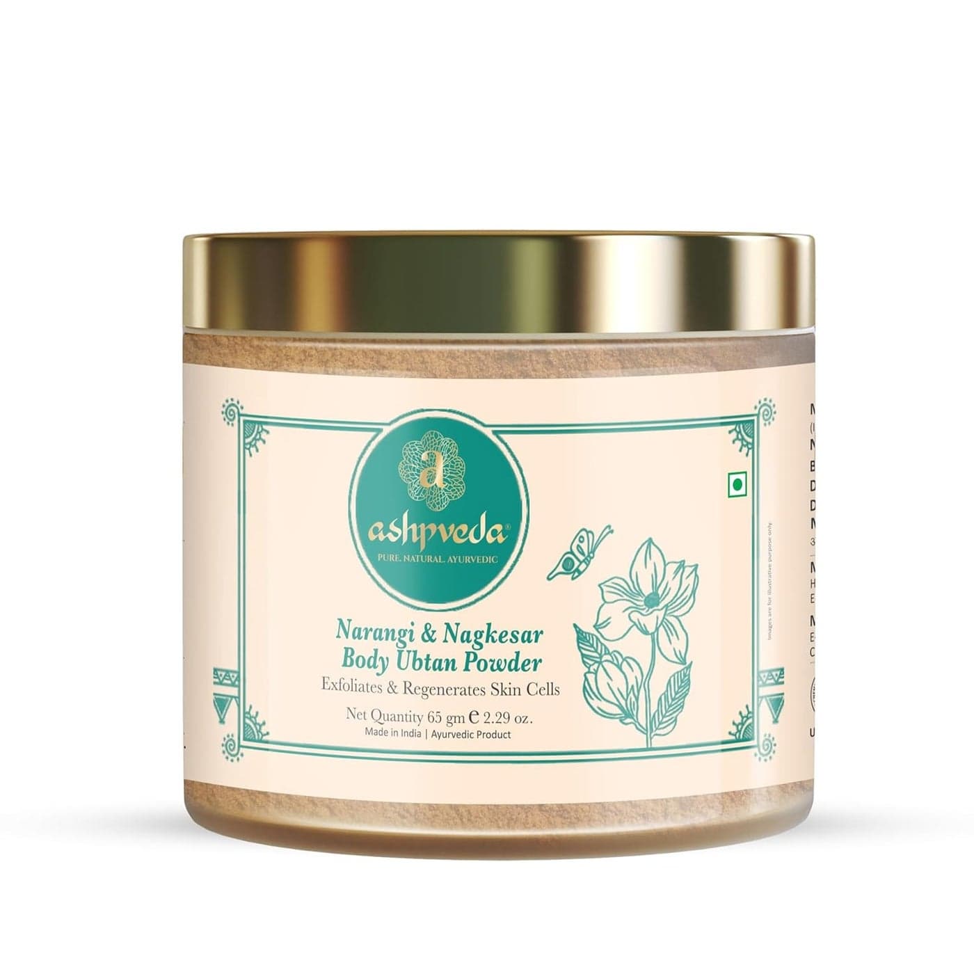 Ashpveda Narangi and Nagkesar Exfoliating Body Ubtan Powder Herbal Ubtan For Face and Body Cleansing Toning Silky Smooth Skin and Pores Minimising 65gm