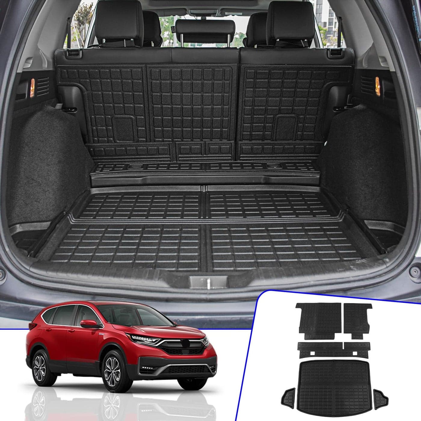 Rongtaod Cargo Mat Compatible with 20172022 Honda CRV Trunk Mat Cargo Liner Trunk Liner TPE All Weather Seat Back Cover Protector 2021 CRV Accessories Trunk MatsBackrest Mats