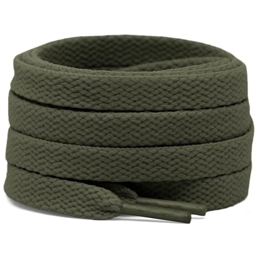 DELELE 2 Pair 24 inch Flat Shoe laces 5/16" Wide Shoelaces for Athletic Running Sneakers Shoes Boot Strings Army Green