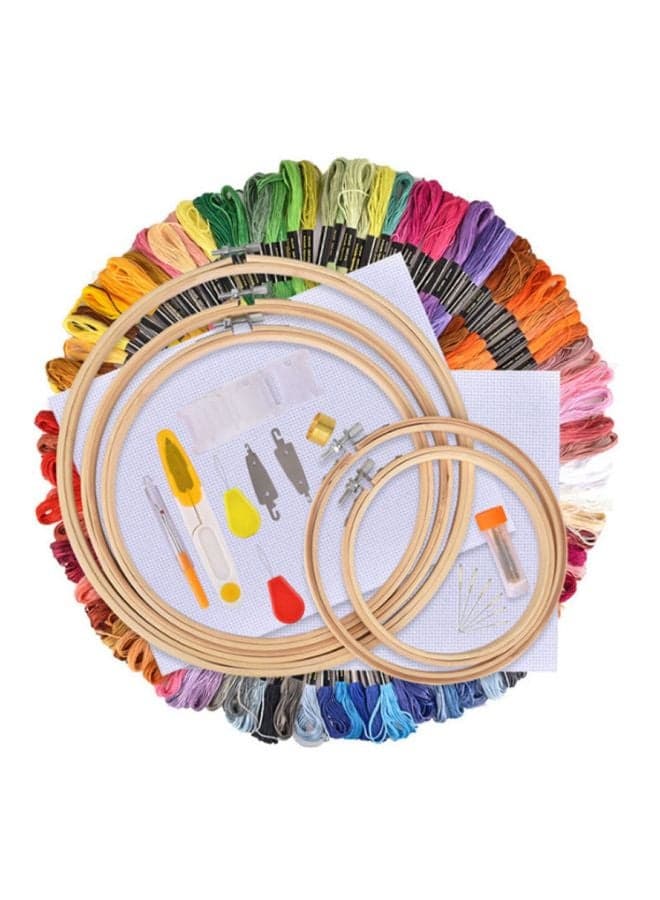 100-Colours Thread Hoops DIY Sewing Kit Red/Green/Yellow