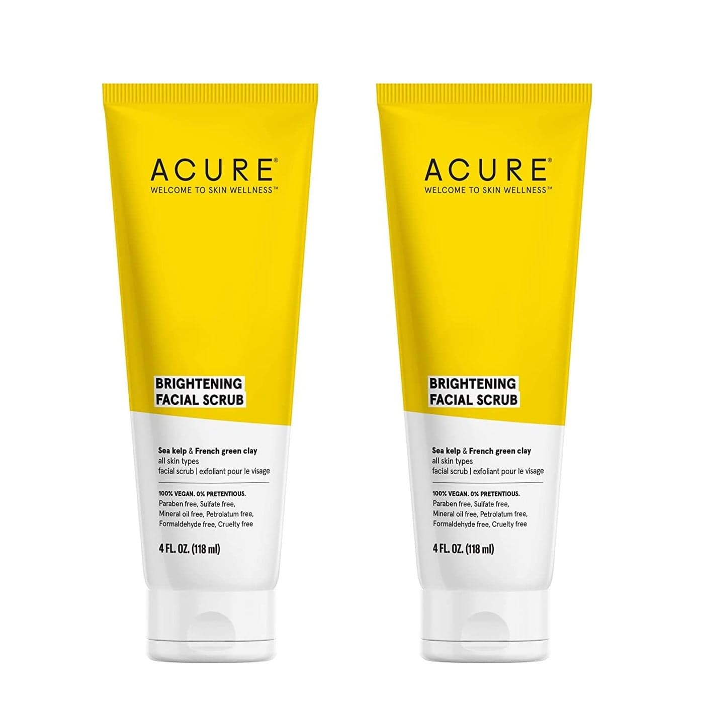 Acure Organics Brightening Facial Scrub, 4 fl. oz, Pack of 2