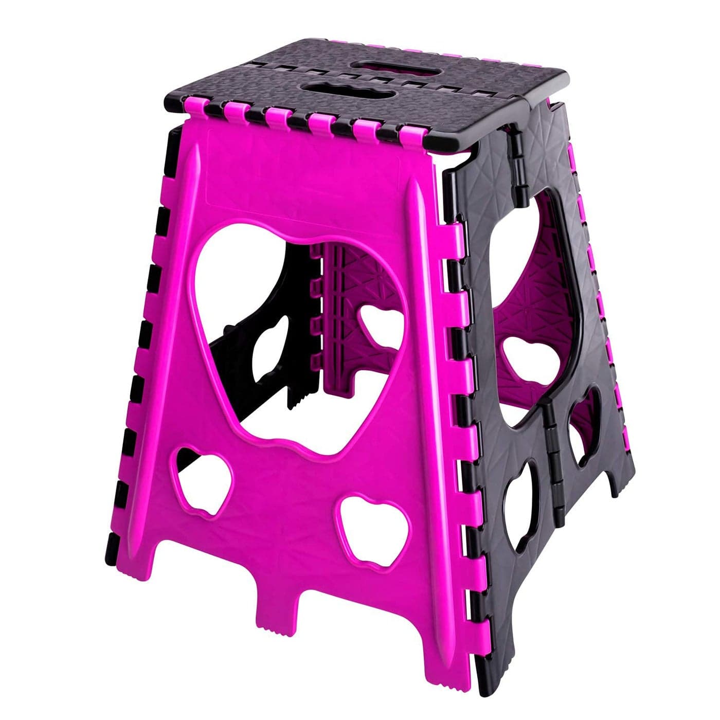 Buyer Plastic Folding Stool 18 Inches Super Strong Folding Step Stool for Adults Kitchen Stepping Stools Garden Step Stool Pink 18 Inch