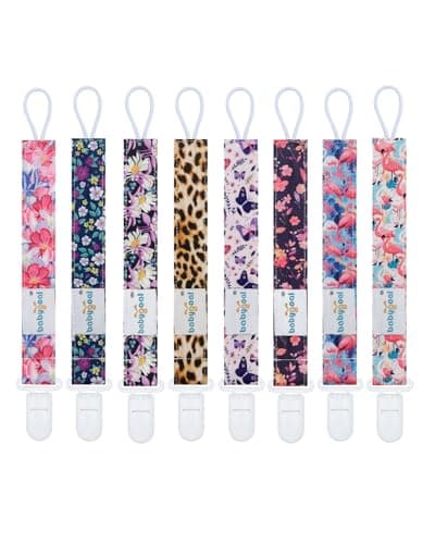 babygoal Flower Pacifier Clips 8 Pack Binky Paci Holder Clips Fits for Most Baby Pacifiers and Binkies
