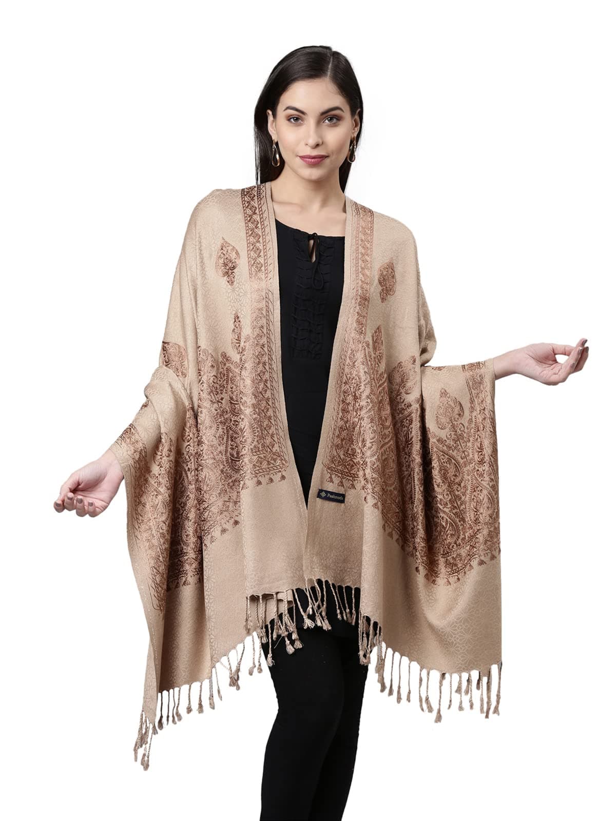 Pashmoda Women Shalimaar Kashmiri Aari Embroidery Stole (Size: 71X203 CM)